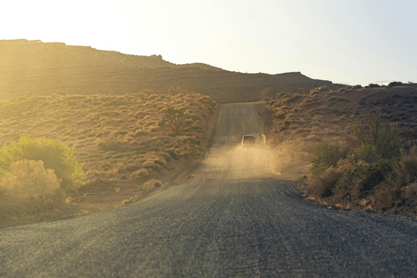 dusty gravel road