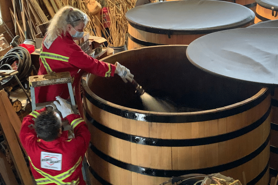 woman filling up water container